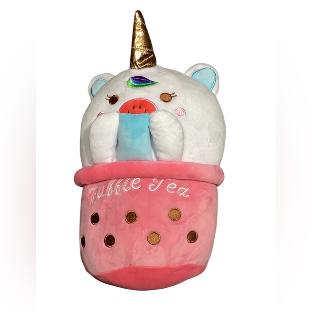 Unicorn Bubble Tea Stuffed Animal - Pink and White